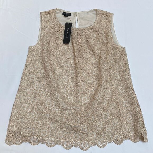 Talbots Sleeveless Golden Lace Blouse Size 2P New - Picture 3 of 14